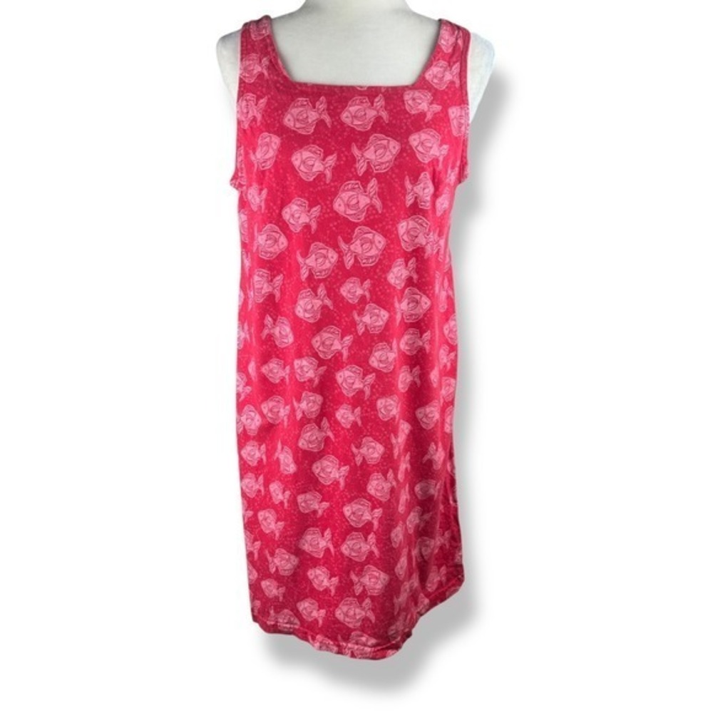 Fresh Produce Fish Print Dress Size Small Pink Coastal Summer Tropical‎ USA Made